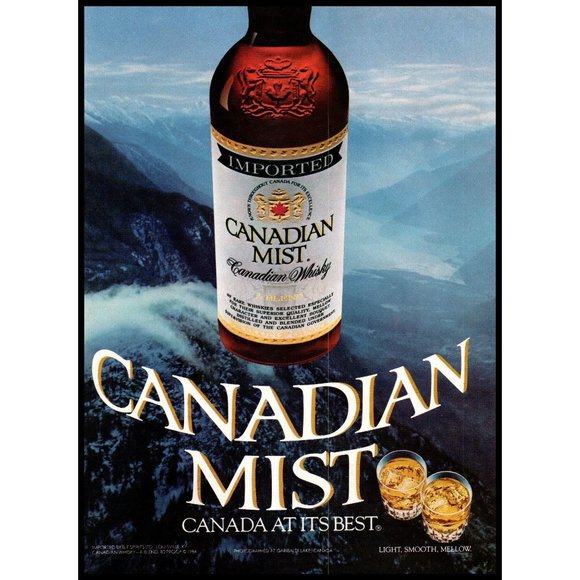 1985 Canadian Mist Whisky Vintage Print Ad Garibaldi Lake British Columbia Art - Picture 1 of 1